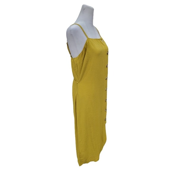 Le Lis Asymmetric Button Front Midi Dress Size Medium Yellow - Picture 4 of 9